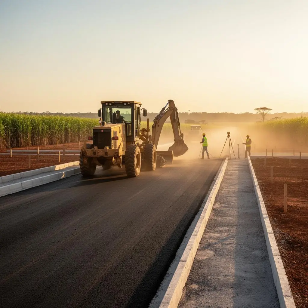 Obras de pavimentação das ruas do loteamento